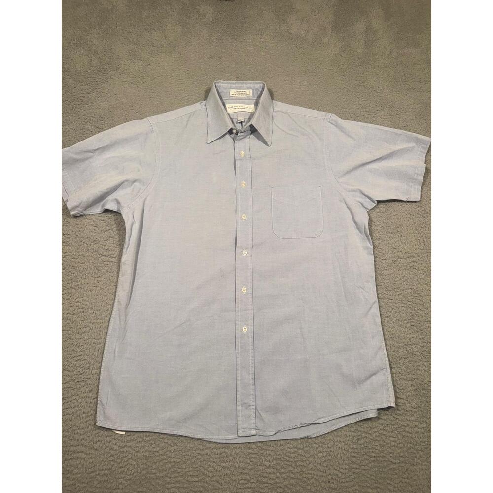 Peterborough Row Shirt Mens‎ Size 16 Light Blue ButtonShort Sleeve Pocket Oxford